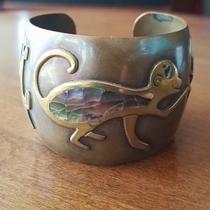 Contemporary Native American Mexican Brass Bangle